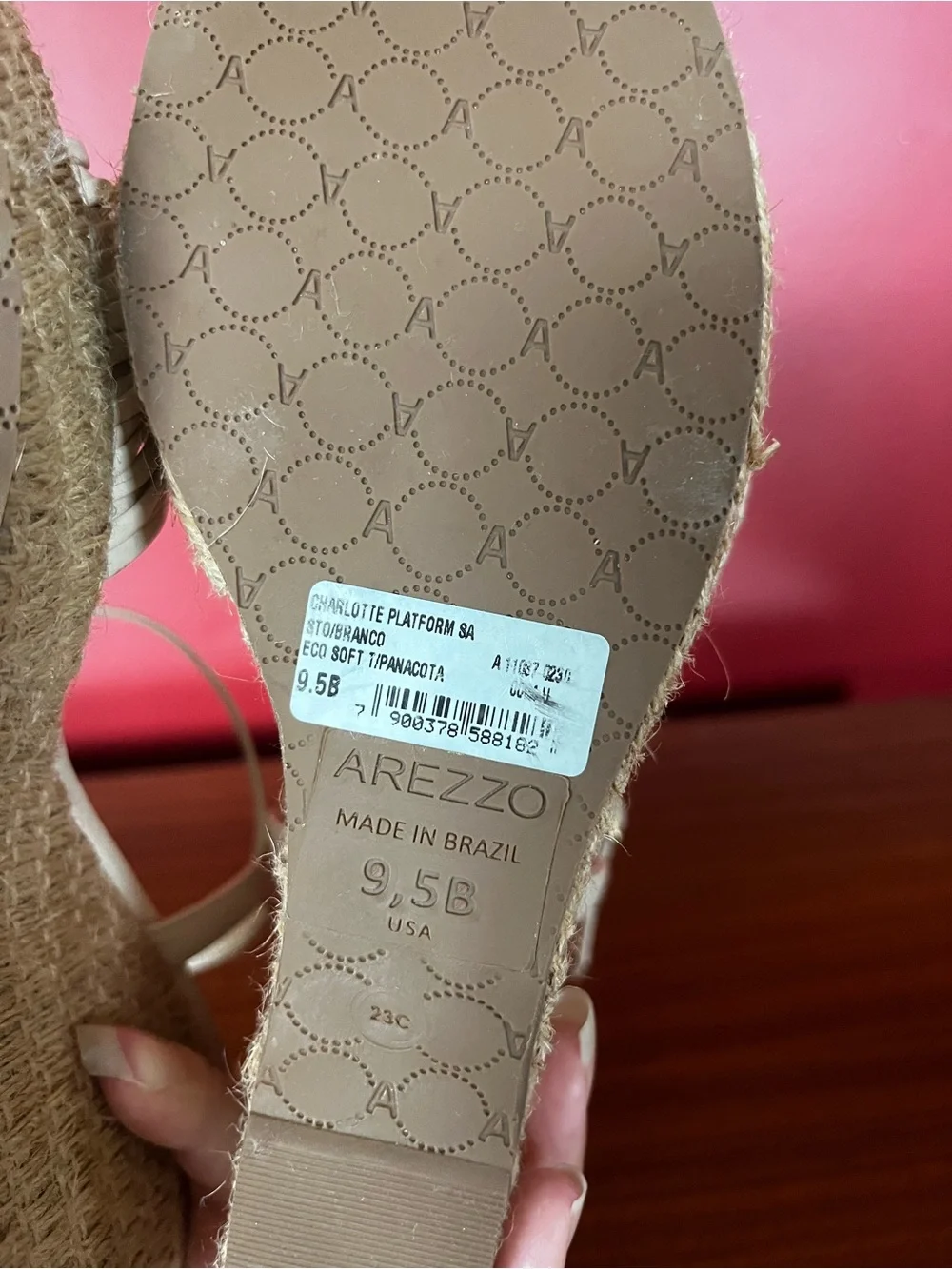New Arezzo Cream Knot Espadrille Wedge Sandals